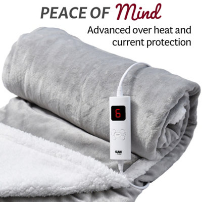 GlamHaus Heated Throw Electric Fleece Over Blanket 6 Heat and 9 Timer Auto  Shut Off - Digital Control - Machine Washable | DIY at Bu0026Q