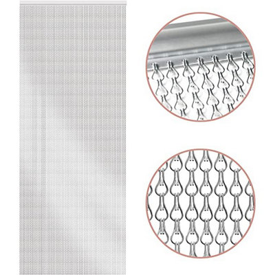 GlamHaus Heavy Duty Fly Screen Aluminium Chain Curtain - Protects Against Flies, Wasps & Insects