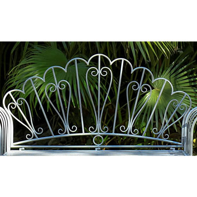 GlamHaus Metal Garden Bench Seat Patio Furniture Foldable Antique Blue Beautiful Shabby Chic Handmade Vintage (Barcelona) - 3