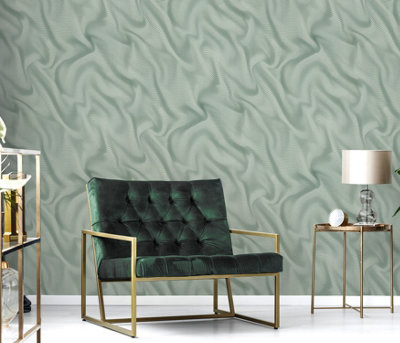 Glamourous Silk Design with and Satin Finish Mural in Sage