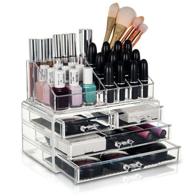 GLAMSMAKED 4-Drawer Transparent Acrylic Makeup Organizer for Clear Cosmetic Storage