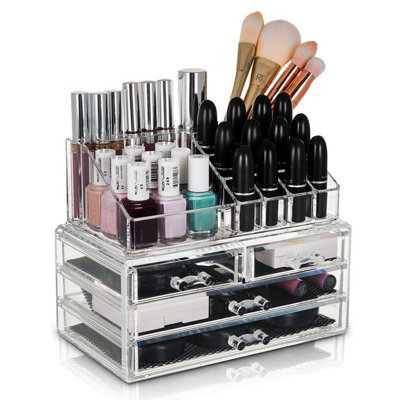 STORi Bliss - Organiseur De Salle De Bain 5 Compartiments Transparent - Bac Rangement Maquillage & Cosmétiques Avec Poignées