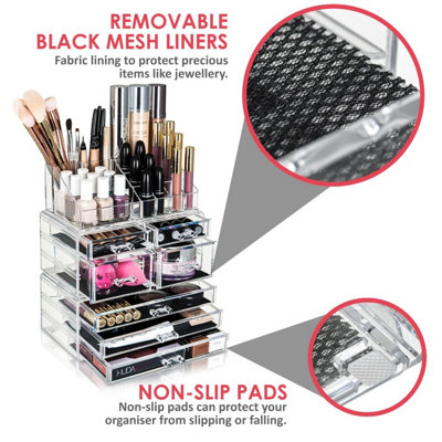 GLAMSMAKED 7-Drawer Transparent Acrylic Makeup Organizer for Clear Cosmetic Storage