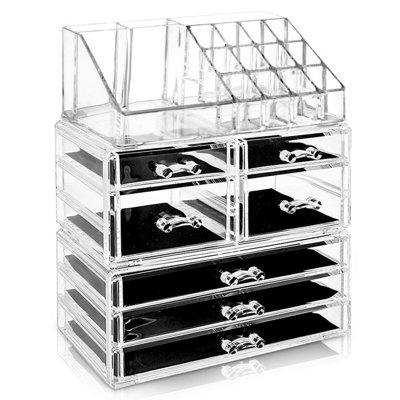 GLAMSMAKED 7-Drawer Transparent Acrylic Makeup Organizer for Clear Cosmetic Storage