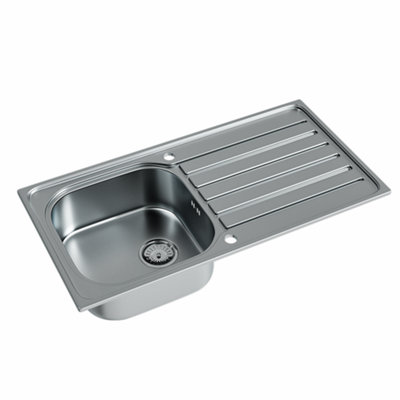 Glan Satin Matt Single Bowl Inset Stainless Steel Kitchen Sink 965