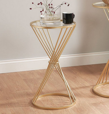 Glass and Gold Metal Small Side Table