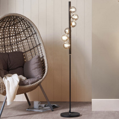 Glass Ball and Black Metal Floor Lamp For Living Room