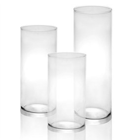 Glass Candle Cylinders Set of 3 - M&W