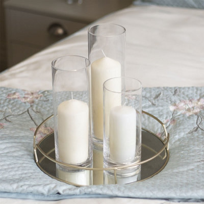Glass Candle Cylinders Set of 3 M W