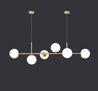 Glass Chandelier E27 Gold and Matte White 6 Lights