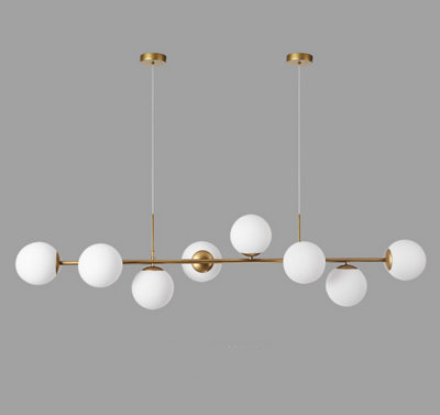 Glass Chandelier E27 Gold and Matte White 8 Lights