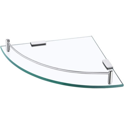 Glass Corner Shelf Bathroom Shower Shelf Wall Mounted Tempered Glass ...