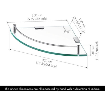 Glass Corner Shelf Bathroom Shower Shelf Wall Mounted Tempered Glass ...