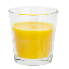 Glass Cup Citronella Candle Natural Insect Repellent, Summer Evening  8cm Yellow