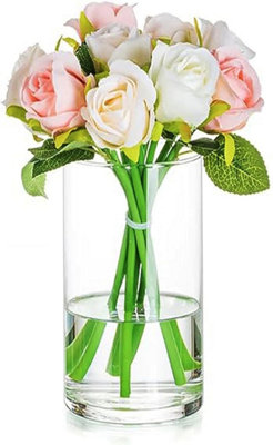 Glass Cylinder Vase 10cm x 20cm for Living Room and Dining Table Centerpiece