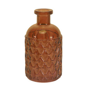 Glass Decorative Romagna Honey Bottle, Textured Pattern. Height 13 cm