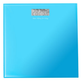 Glass Digital LCD Bathroom Body Electronic Weighing Scales KG LBS - Blue
