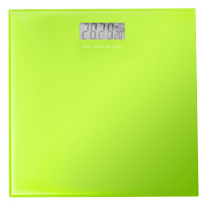 Glass Digital LCD Bathroom Body Electronic Weighing Scales KG LBS Green DIY at B&Q