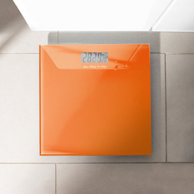 Glass Digital LCD Bathroom Body Electronic Weighing Scales KG LBS - Orange