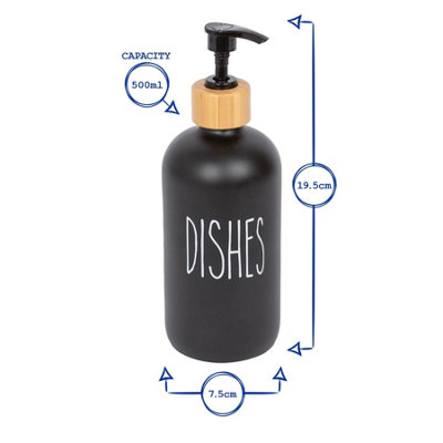 Glass Dish Soap Dispenser - 500ml - Black - 3
