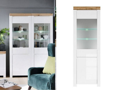 White tall deals glass cabinet