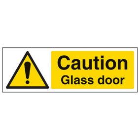 GLASS DOOR - General Warning Sign - Rigid Plastic - 600x200mm (x3)