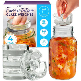 Glass Fermentation Weights 7cm 4pack for Wide Mouth Fermentation Jars  with Easy-Grip Handle and a Functional Gap