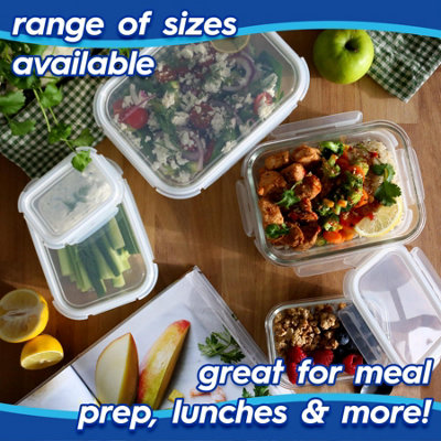 Glass Food Storage Containers Set with White Lids - 2 Sizes - 10pc ...