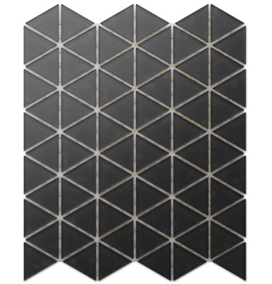 Glass mosaic on mesh for bathroom or kitchen 263mm x 303mm - Back to Black