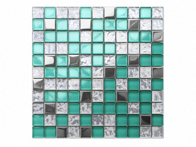 Glass mosaic on mesh for bathroom or kitchen 300mm x 300mm - Allende