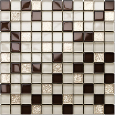 Glass mosaic on mesh for bathroom or kitchen 300mm x 300mm - Bejge Monte Carlo
