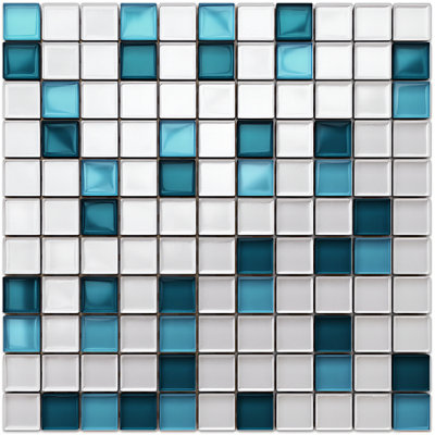 Glass mosaic on mesh for bathroom or kitchen 300mm x 300mm - Blue dream