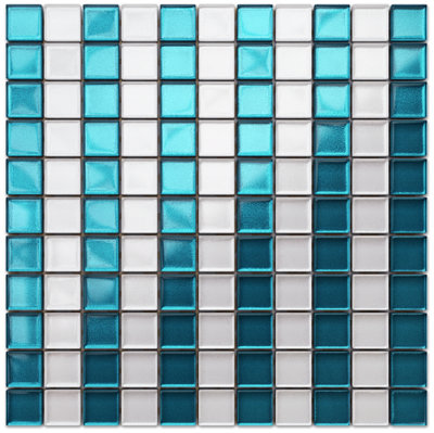Glass mosaic on mesh for bathroom or kitchen 300mm x 300mm - Blue stripes