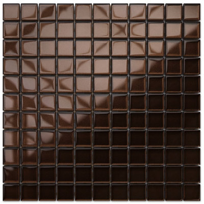 Glass mosaic on mesh for bathroom or kitchen 300mm x 300mm - Chocolate pastry