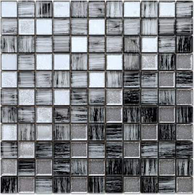 Glass mosaic on mesh for bathroom or kitchen 300mm x 300mm - Diamond Zebra