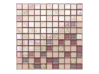 Glass mosaic on mesh for bathroom or kitchen 300mm x 300mm - Flamingo