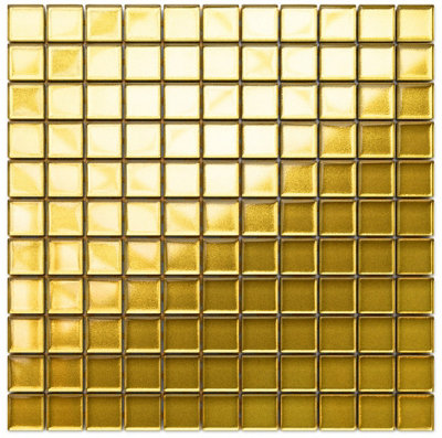 Glass mosaic on mesh for bathroom or kitchen 300mm x 300mm - Golden peaks