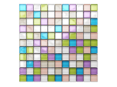 Glass mosaic on mesh for bathroom or kitchen 300mm x 300mm - Gummy bears