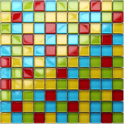 Glass mosaic on mesh for bathroom or kitchen 300mm x 300mm - Legoland