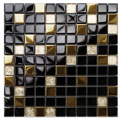 Glass mosaic on mesh for bathroom or kitchen 300mm x 300mm - Monte Carlo