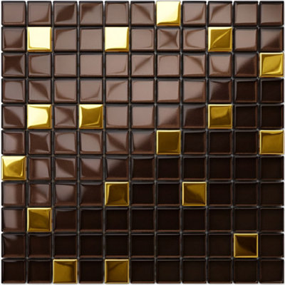 Glass mosaic on mesh for bathroom or kitchen 300mm x 300mm - Nemesis