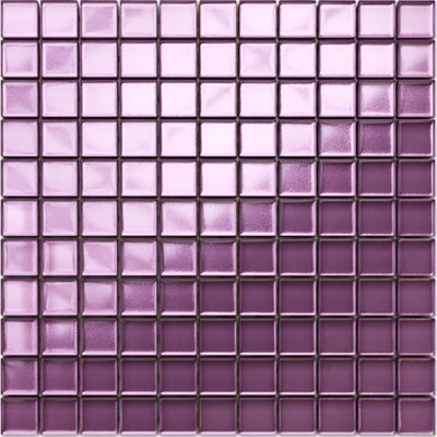 Glass mosaic on mesh for bathroom or kitchen 300mm x 300mm - Pink Agata