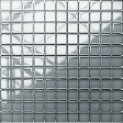 Glass mosaic on mesh for bathroom or kitchen 300mm x 300mm - Pure Grey