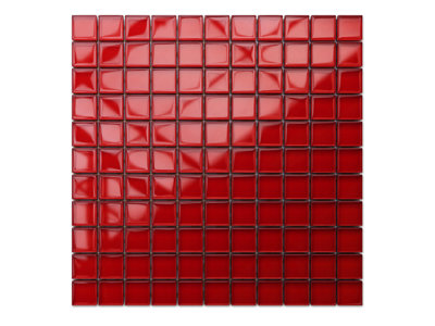 Glass mosaic on mesh for bathroom or kitchen 300mm x 300mm - Pure red