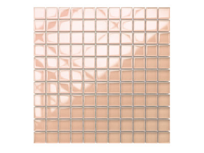 Glass mosaic on mesh for bathroom or kitchen 300mm x 300mm - Salmon