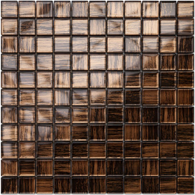 Glass mosaic on mesh for bathroom or kitchen 300mm x 300mm - The Doors