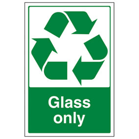 Glass Only Recycling Sign - Portrait - Rigid Plastic - 300x400mm (x3)