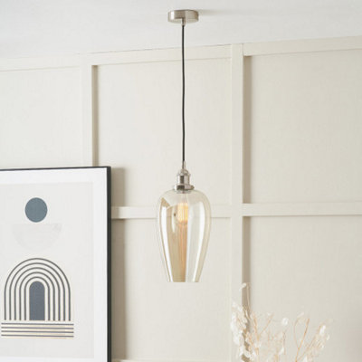 Glass Pendant Ceiling Light with Antique Silver Metal Chain Pendant