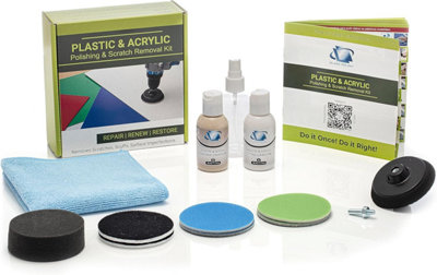 Glass Polish 75mm Plastic & Acrylic Polishing and Scratch Removal Kit, 75mm with Drill Attachment GP31007