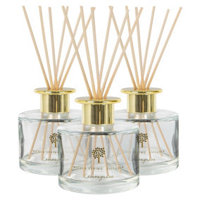 Glass Reed Diffusers - 200ml - Lemongrass - Pack of 3